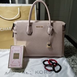 MK BELTED LEATHER SATCHEL